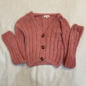Better Be Pink Soft Fabric V-Neck Button Cardigan